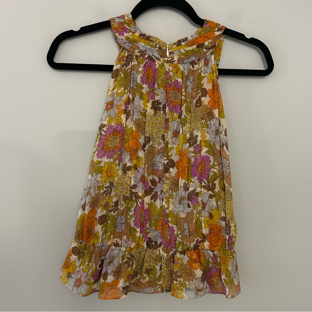 Veronica Beard Kailani Yellow Orange Boho Floral Silk Top - Picture 5 of 7
